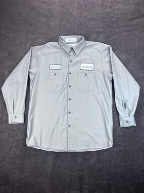 New UniFirst Gray Work Shirt Button-Up Long Sleeve L
